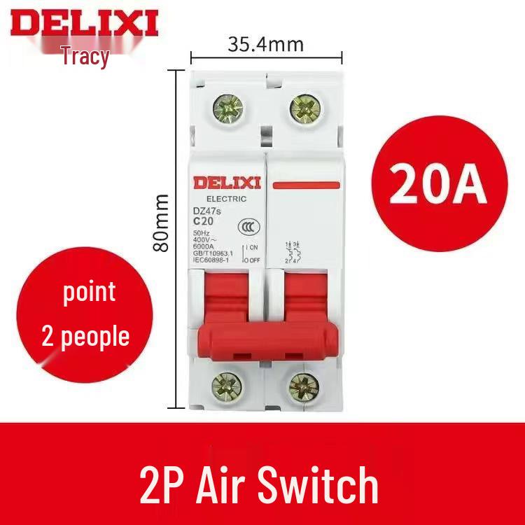 Delixi DZ47 Miniature Circuit Breaker: 1P/2P/3P/4P, 220V Single-Phase To 380V Three-Phase Air Switch for Household Use.