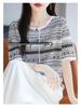 Women's Retro Jacquard Knit Cardigan - Spring/Summer, Round Neck, Long Sleeve, Loose Fit, Casual & Versatile.