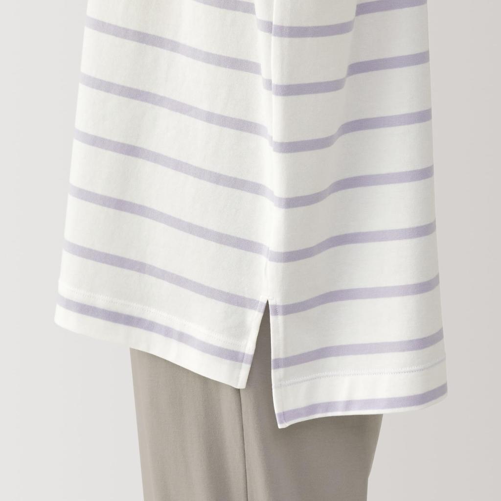 MUJI Smooth and Cool Loungewear Set in Smoky Purple Size XS Women's Short-Sleeve (FD1LBA5S) Stripes,