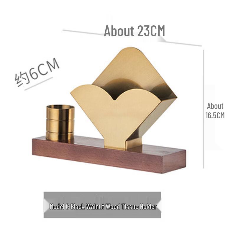Walnut Solid Wood Heart Tissue Holder with Toothpick Caddy