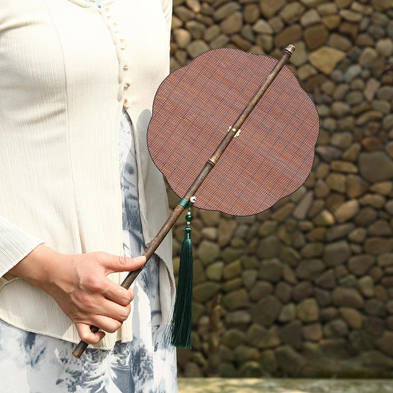Zizhu Bamboo Woven Fan Song Feng Replica Handmade Green Fan Summer Retro Group Fan Hanfu Folding Antique Banana Fan