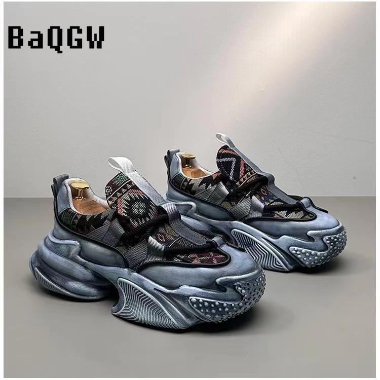 Дизайнерские кроссовки на высокой платформе для мужчин Удобные дышащие спортивные — фото 4