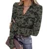 Women's Fashion Casual Print V-Neck Long Sleeve Button-Down Top