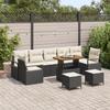 VidaXL 10-Piece Garden Sofa Set with Cushions Black Poly Rattan Acacia 3362510