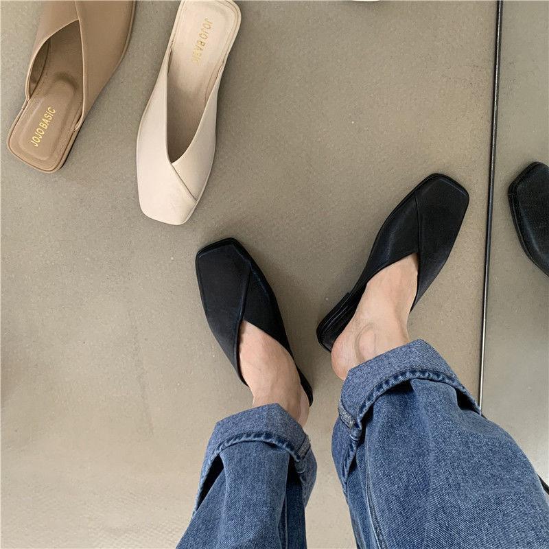 Summer new flat-bottomed comfortable soft-soled one-pedal lazy slippers trendy versatile temperament women's shoes