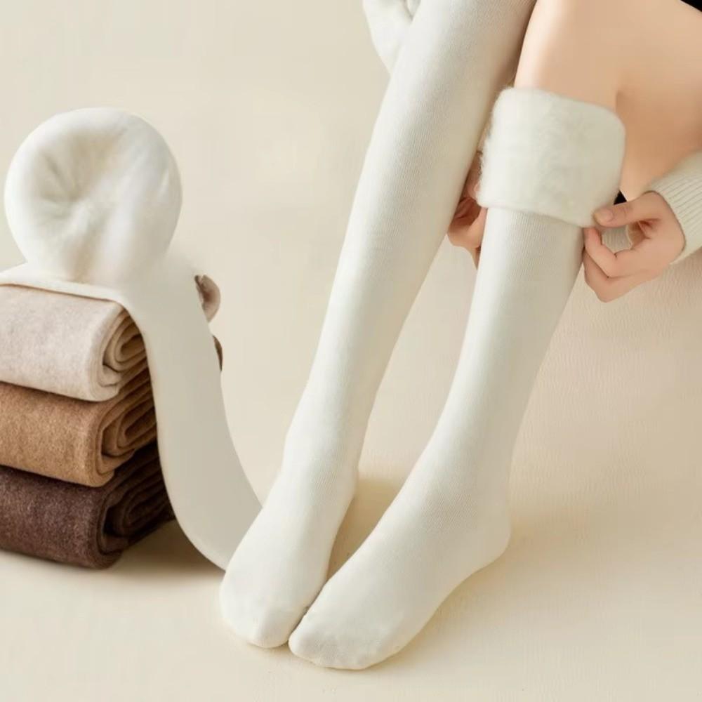 Anti-pilling Winter Warm Thigh-high Socks Seamless Compression Sock New Plush Knee Socks  Winter