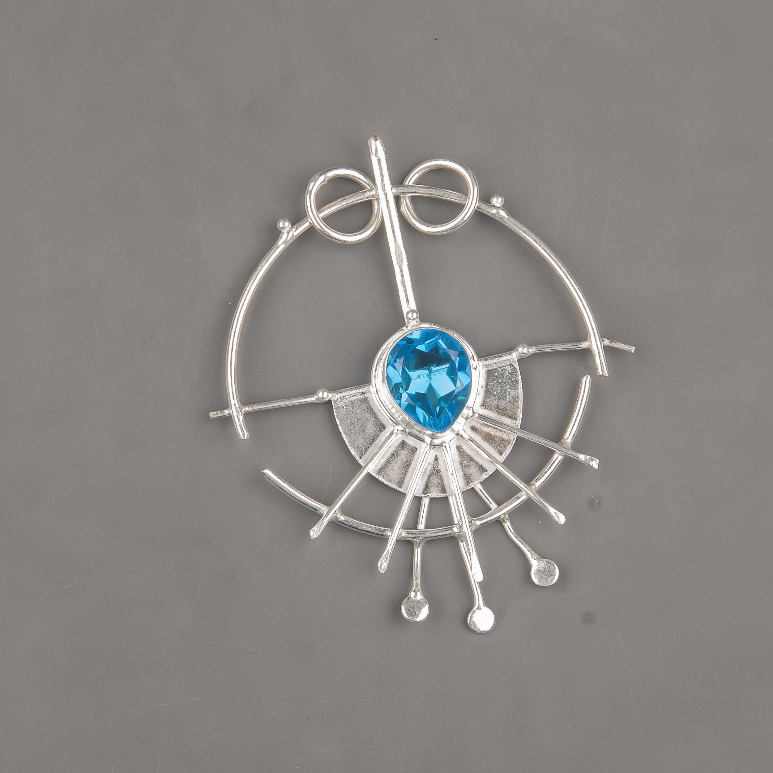 

Подвеска Swiss Blue Topaz Gemstone, 925 Solid Sterling Silver Jewelry, Подвеска ручной работы, Серебряные украшения для подарка Blue синий