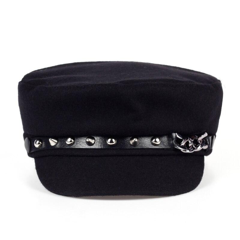 Unisex Rivet Chain Military Hats Flat Top Baseball Caps For Women Outdoor Sports Military Hats Cadet Sunscreen Hats