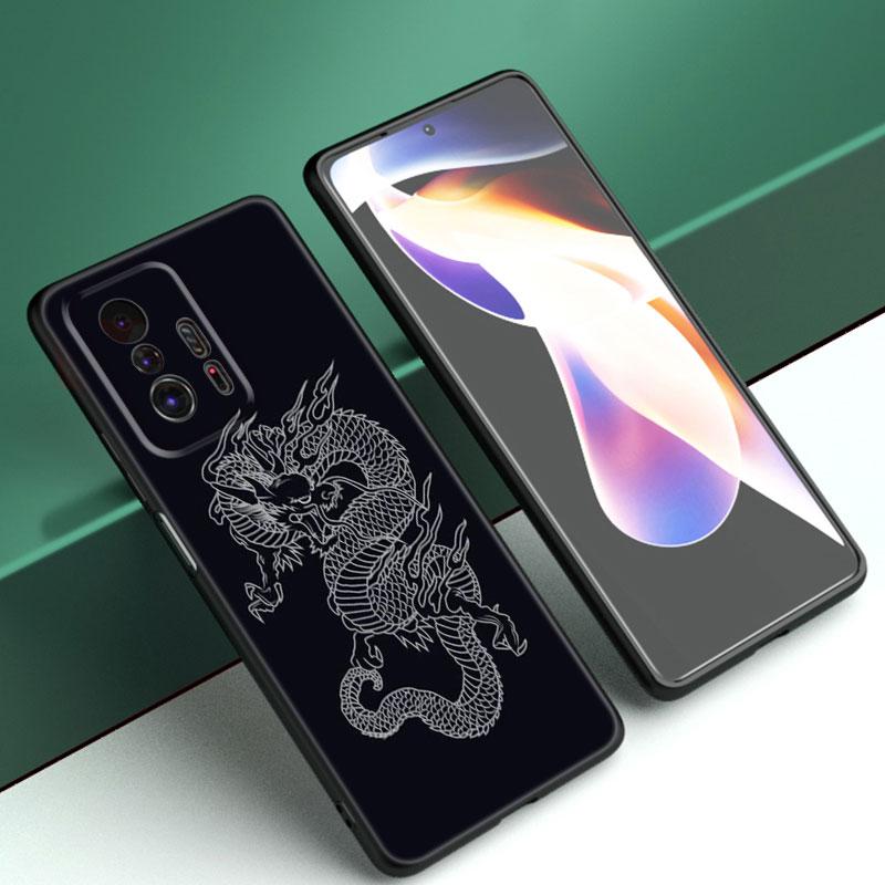 Blume Drachen Telefon Fall Für Xiaomi Mi A2 8 9 SE Hinweis 10 10T 11 12 Lite 9T 11T 12S 12T Pro A3 6X 12X Weiche TPU Schwarz Abdeckung