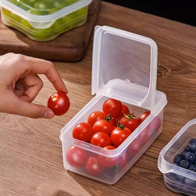500/600ML Food Storage Box Transparent Compartments Lid 90 Degree Opening Two Stackable Fridge Organizer