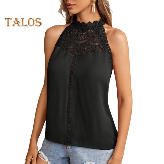 Vestă Femei Gât Halter Culoare Solidă Decorațiune Dantelă Topuri Culoare Solidă Dantelă Ajour Cusături Topuri Casual
