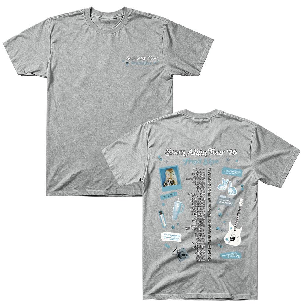 Scrapbook Tour Tee Freya Skye Stars Align Graphic Print T-shirt Men Women O-neck Cotton High-Street Y2K Fashion Summer New Tee High Quality Tops