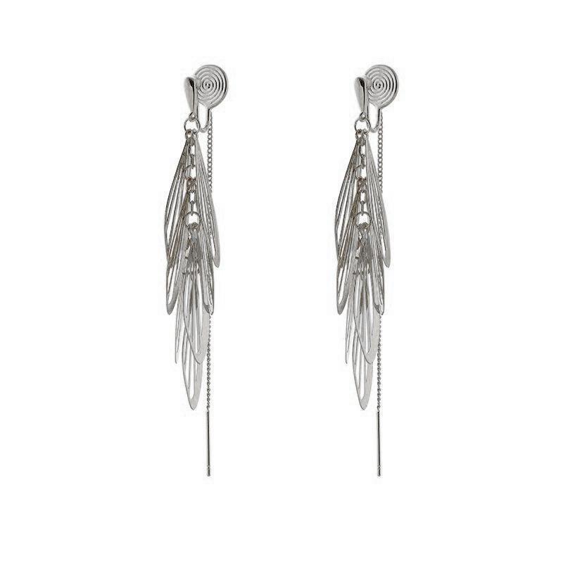 Koreanischer Stil Nicht-Piercing Ohrclip mit langem Quaste, Perlmutt Schmetterlings Design für Damen - High-End, Coole Mode.