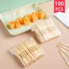 100PCS Disposable Forks Pure Bamboo Wooden Fruit Forks Dessert Fork Set Home Party Decor Tableware Supplies Bamboo Skewer SGC002