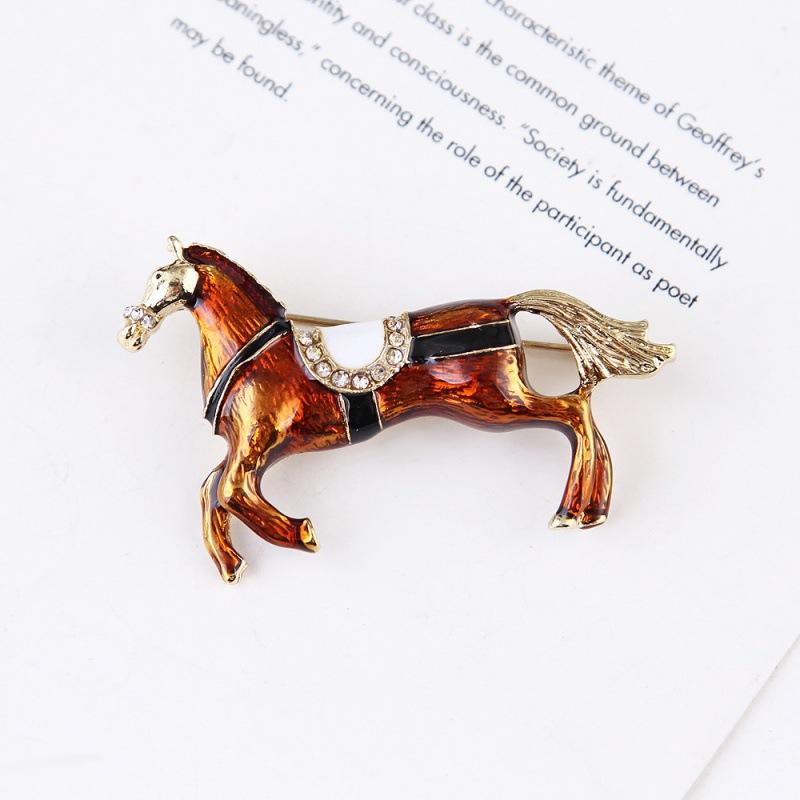 New Classic Rhinestone Horse Brooches For Women Zodiac Animal Lapel Pins Casual Party Accessories Year Of The Horse Jewelry Gift