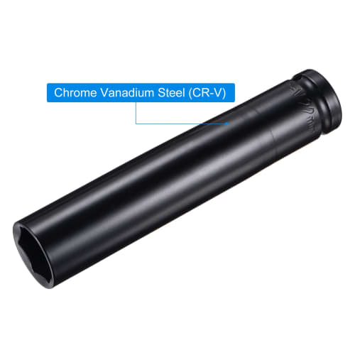 uxcell Deep Impact Socket, 13mm Drive, 22mm, CR-V Steel, 150mm Length, 6 Points, Metric Size
