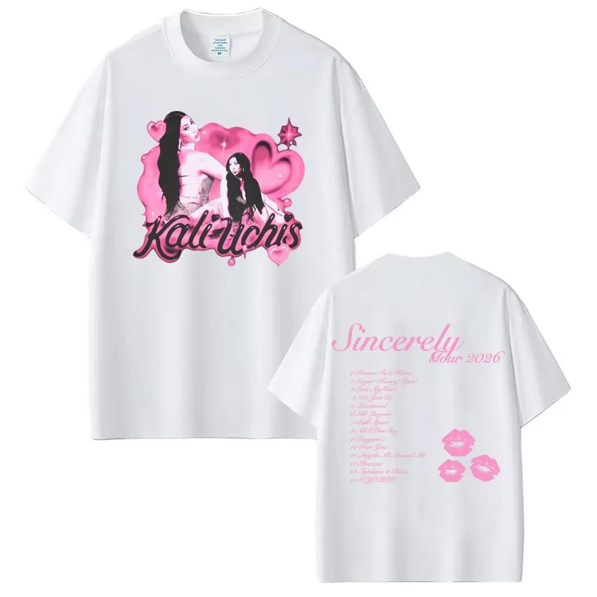KALI UCHIS Sincerely Tour 2026 Print Tshirt Men Women Fashion Vintage Tshirt Summer otton Casual Aesthetics TShirts Fan Gifts