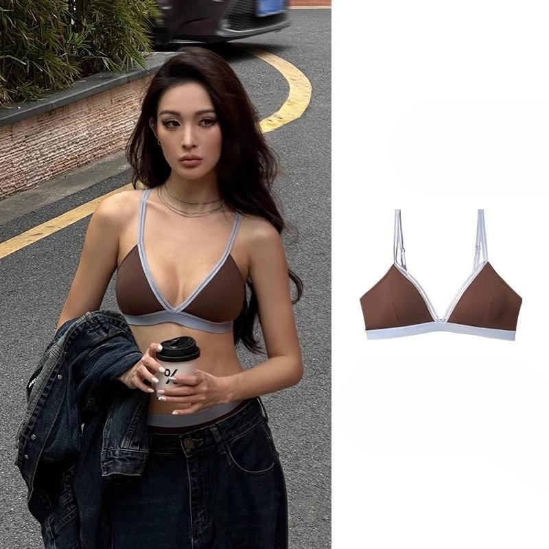 

Women s Summer Sexy Thin Shoulder Belt Without Trace Without Underwire The United States Back Triangle Cup Underwear 38/85AB коричневий