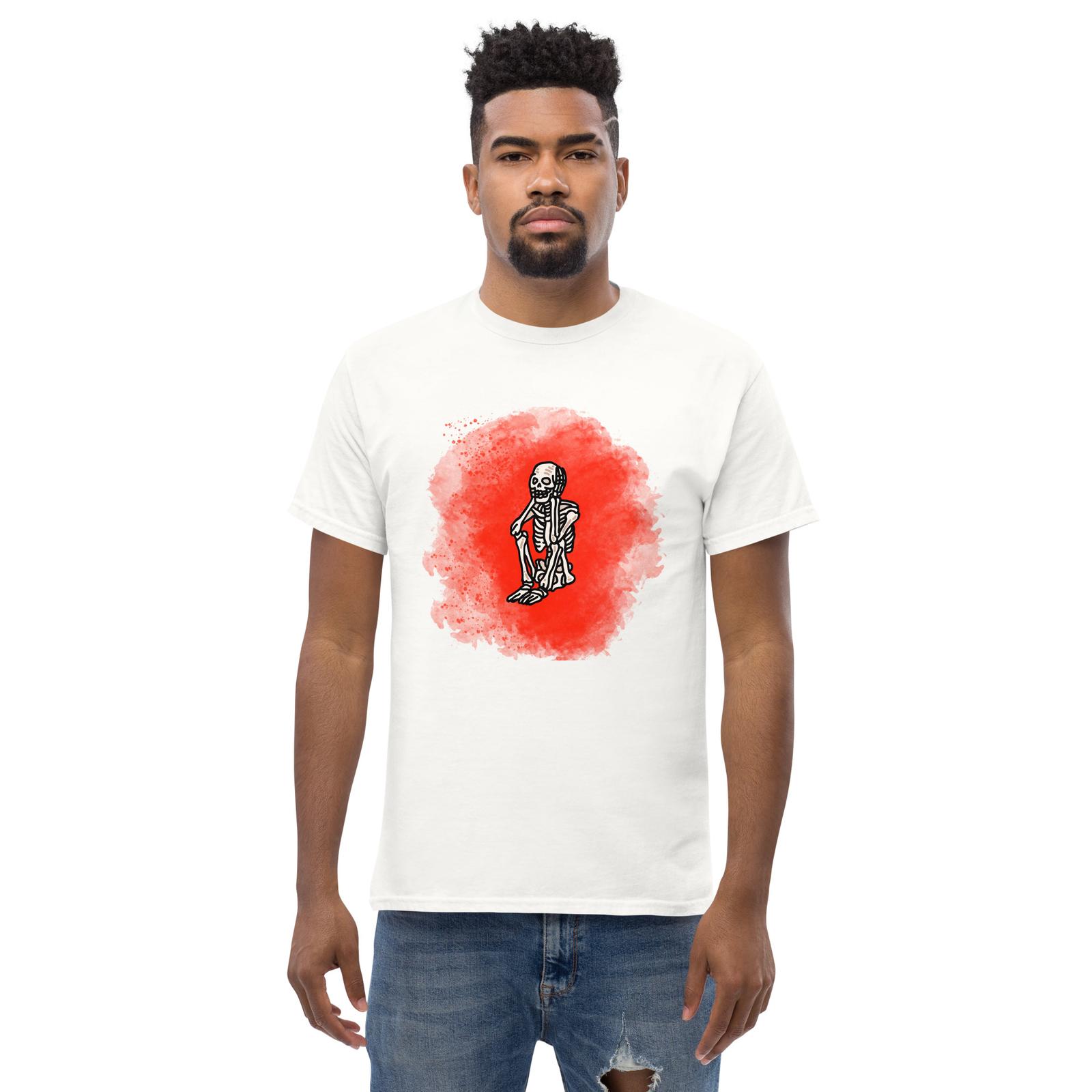 Red spray paint skeleton Halloween Men s classic tee S