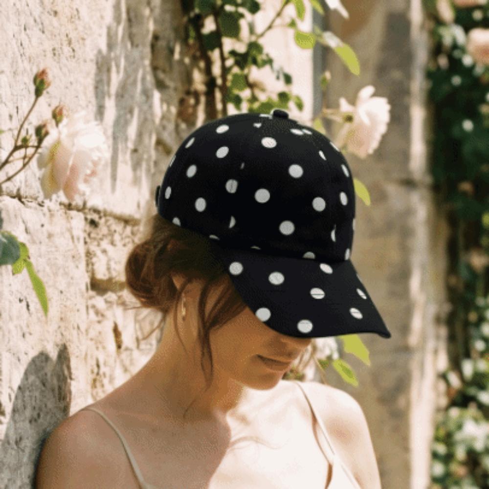 Soft Brim Polka Dot Baseball Cap Polyester Sun Hat Japanese Peaked Hat  Women