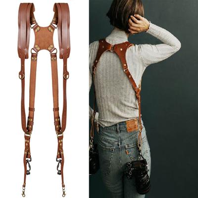 Double Shoulder Camera Strap Adjustable Leather Camera Shoulder Belt Portable Shoulder Harness Outdoor Photography Tools