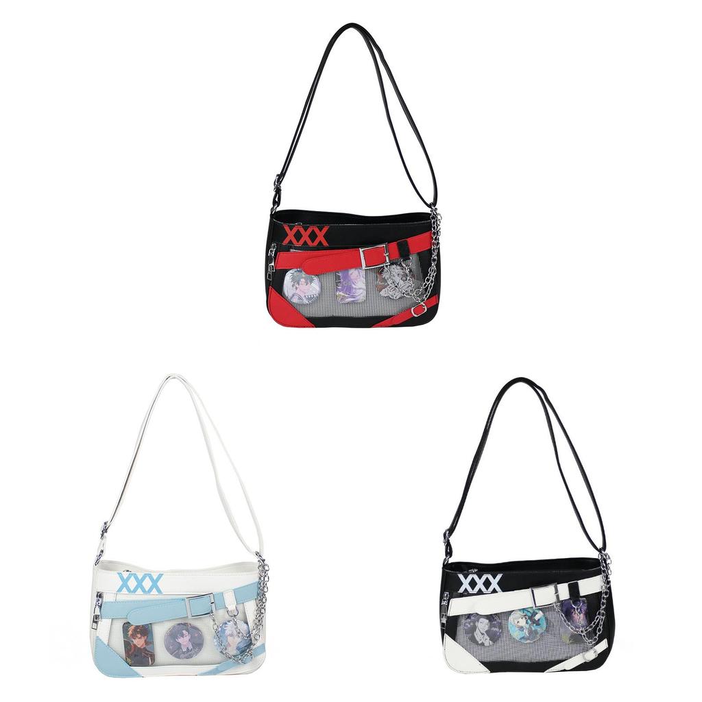 Borsa a tracolla in PU stile street con chiusura a cerniera per uso quotidiano casual