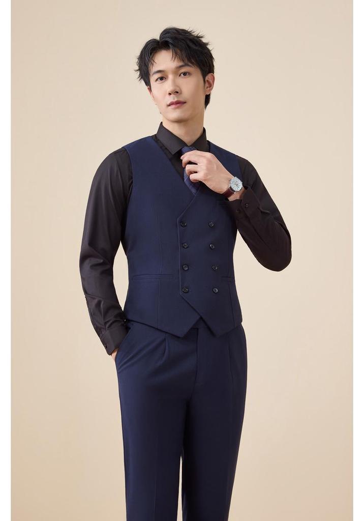 Men's Autumn/Winter Double-Breasted Suit Set - Professional Business Attire for Hotel Managers