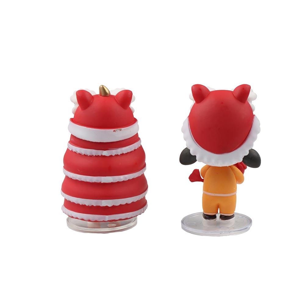 Boy and Girl Lion Dance Doll Chinese Style Lion Dance Ornaments  Cake Decoration