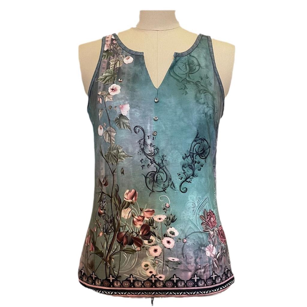 Spring and Summer Women's Printed V-Neck Vest T-Shirt Casual Suspender Top