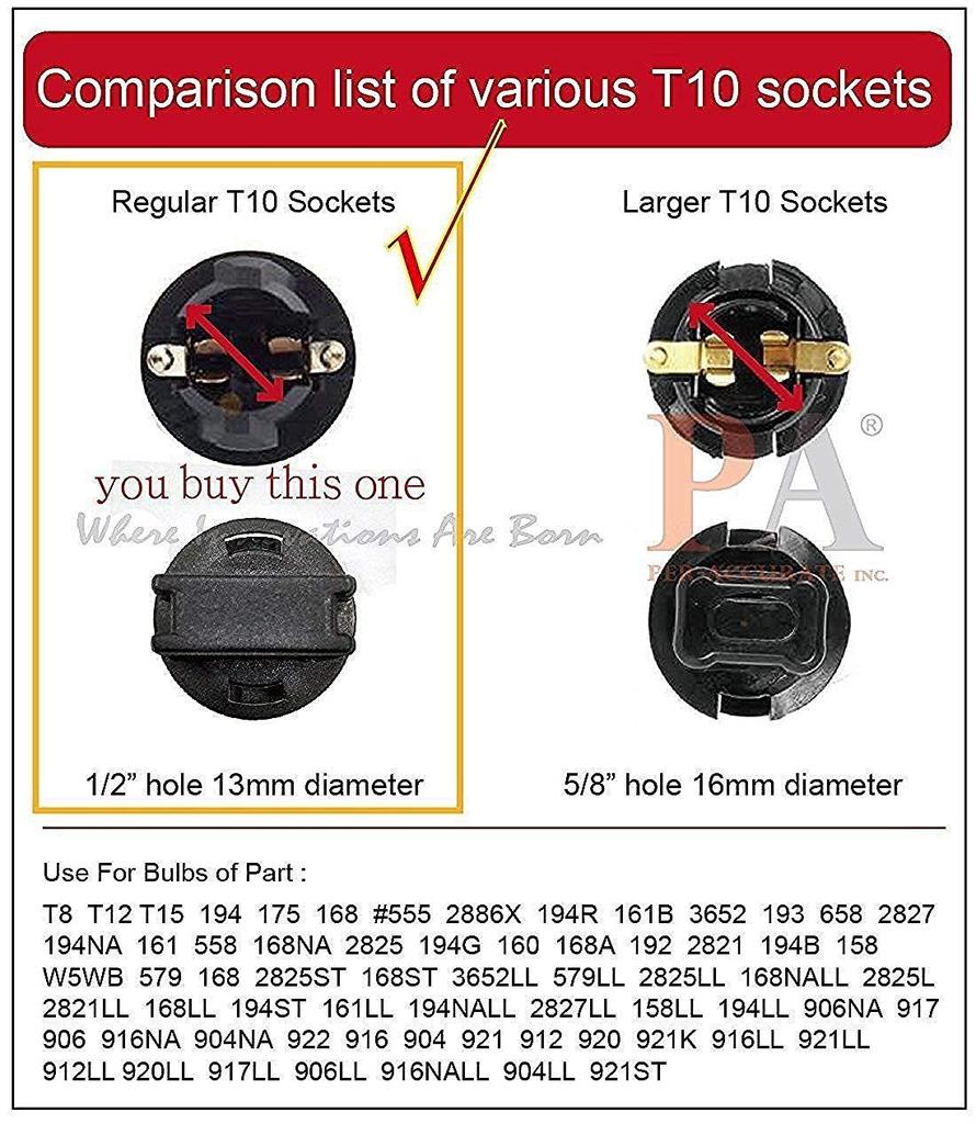 PA T10 168 194 LED Instrument Panel Dash Light Bulb 1/2" Twist Lock Socket - (Purple)