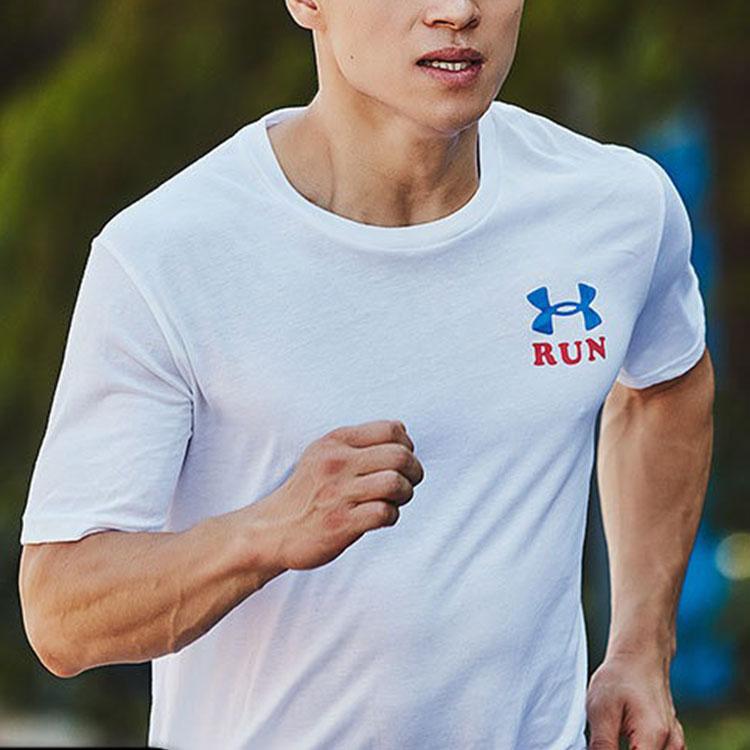 Under Armour Alphabet Logo Running Sports Crew Neck T-Shirt Men Tops White 1369406-100