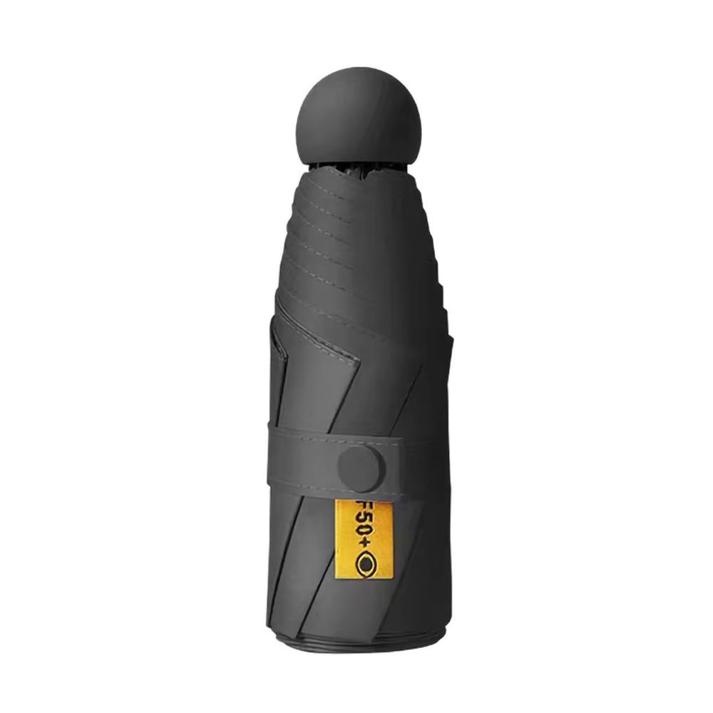 

Mini Portable Pocket Capsule Dual-Purpose Black Rubber Sunshade Sunscreen Five-Fold Umbrella чорний
