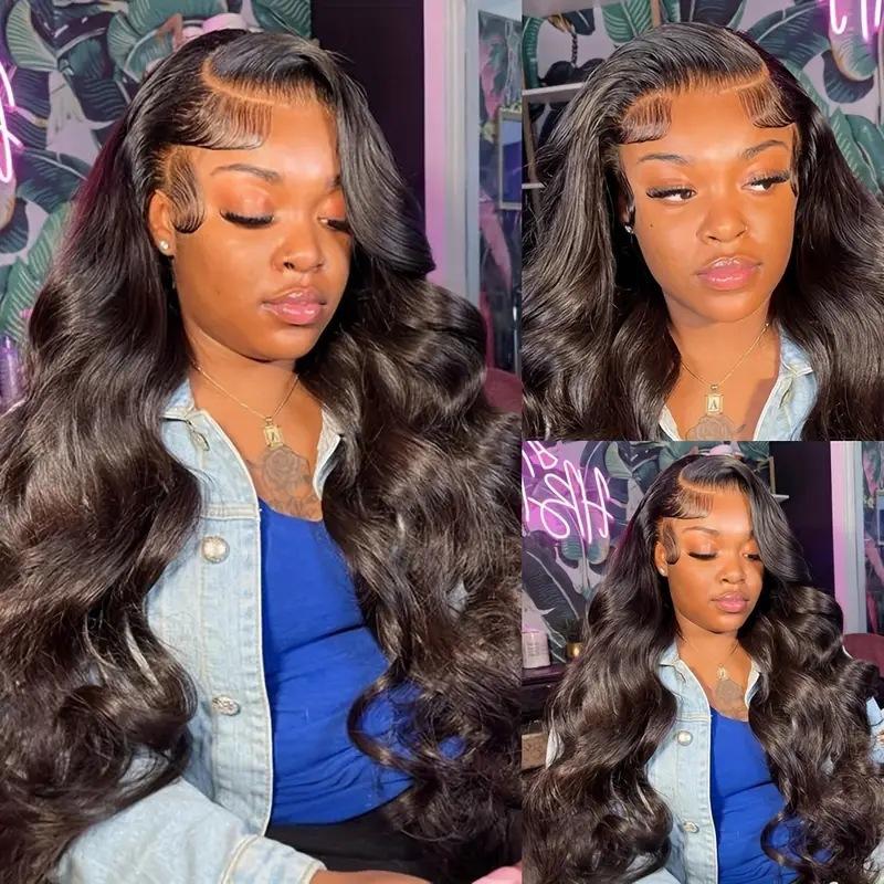 Front Lace Synthetic Wig with Natural Large Waves Black Wig In Stock