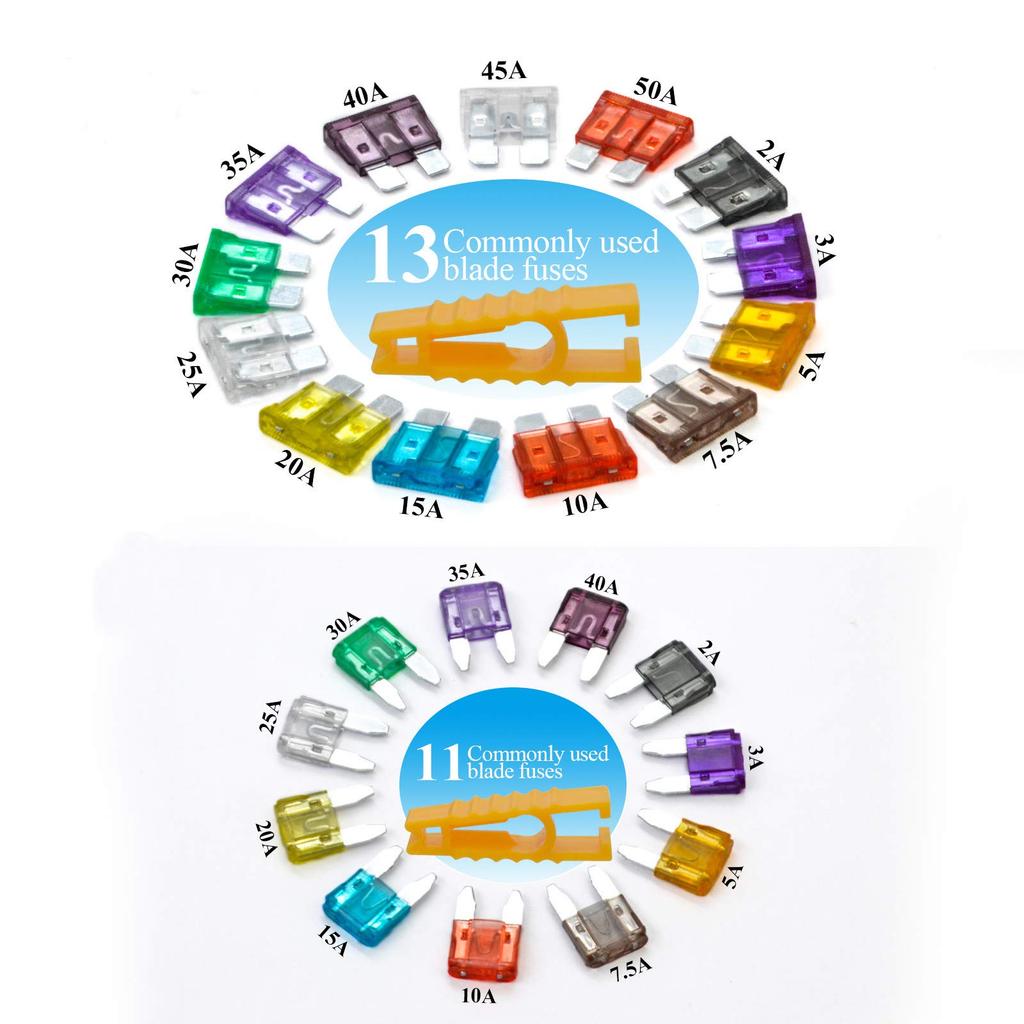 AHL 250 Pieces Standard & Mini Flat Fuse Set 2A