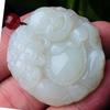 Natural Afghanistan White Jade Buddha Pendant Necklace