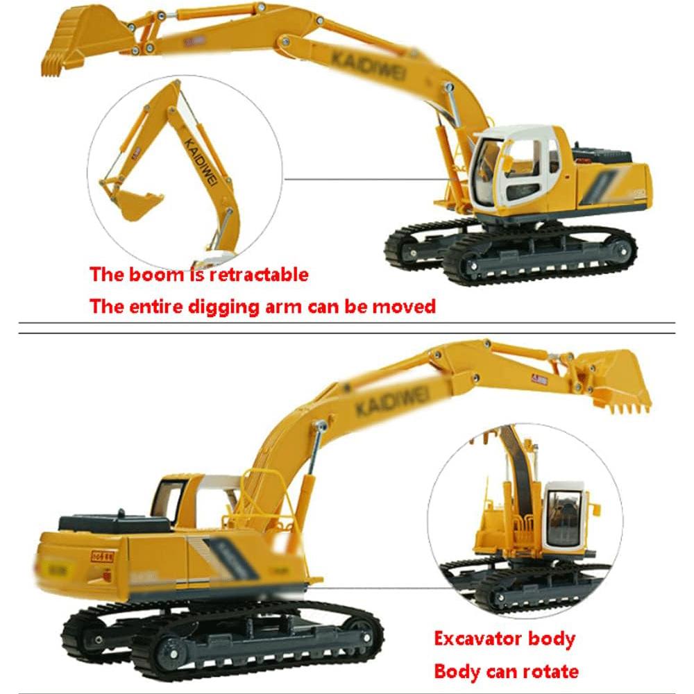 Baggermodell aus Legierung im Maßstab 1/40, Lernspielzeug für Kinder, Baufahrzeuge, Lieblingsgeschenke für Kinder
