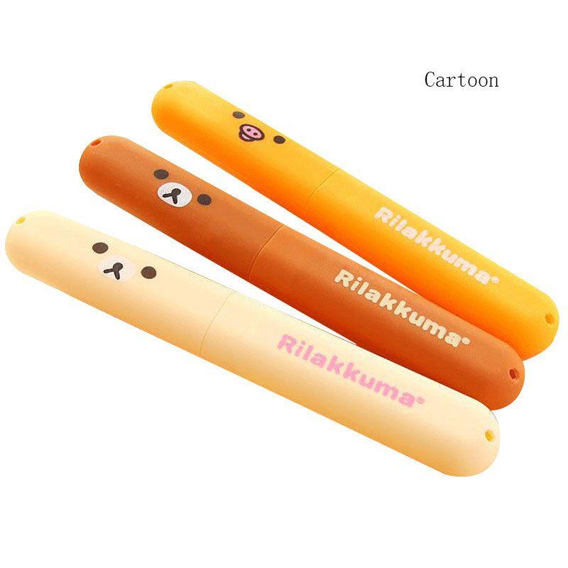 Colorful Portable Toothbrush Cover Holder With Cute Bear Design For Travel Protection