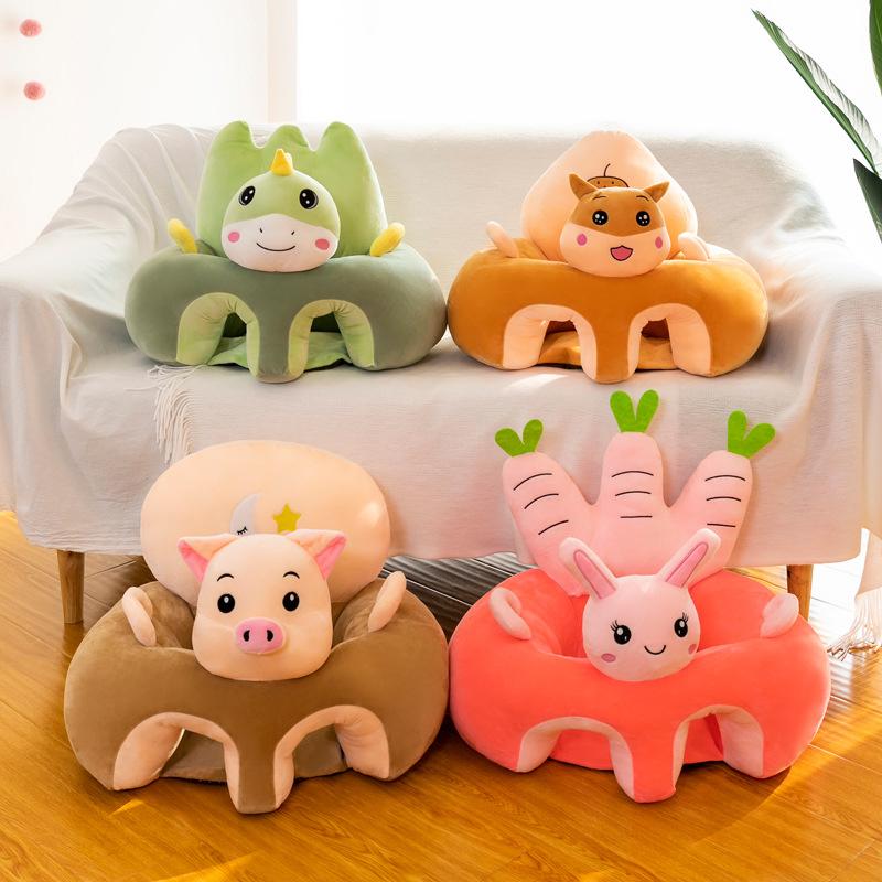 Cute Baby Sofa Support Seat Cover Plush Chair Learningto Sit Feeding Chair Comfortable Toddler Nest Puff Washable Without Filler