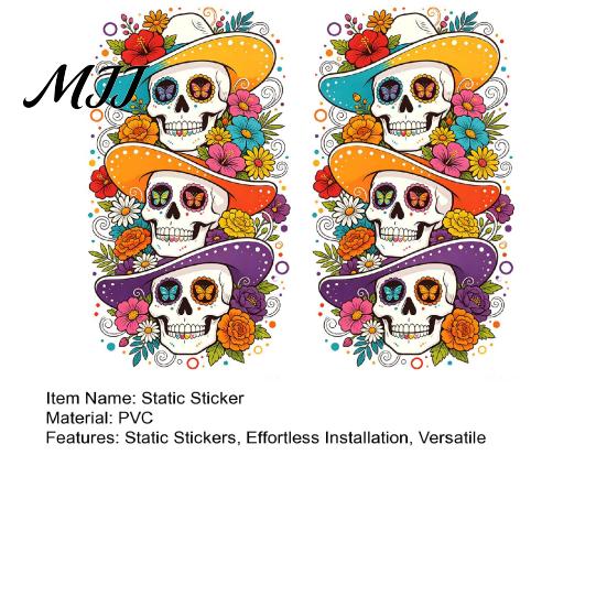 Outdoor Sunproof Window Decor Skeleton Undead Static Sticker, Waterproof PVC Decorative Decals, Durable Easy Peel And Stick Wall Film for
