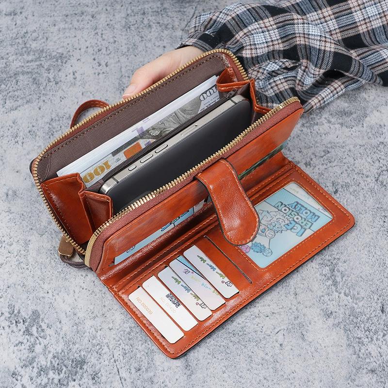 Women Wallets Large Hollow Out Long Wallet Retro Top Quality PU Leather Card Holder Wallet For Women