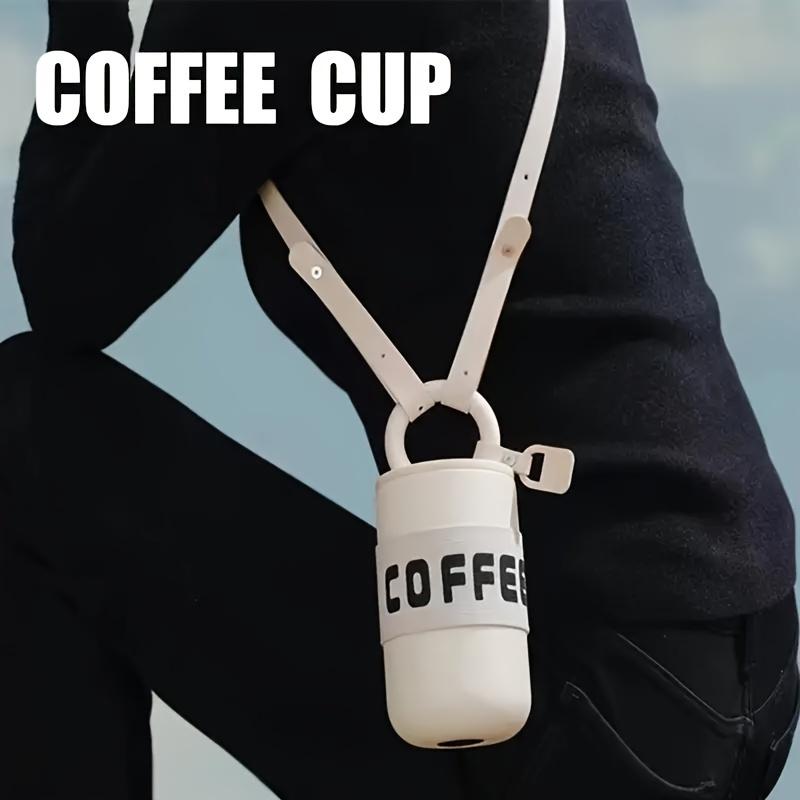 Edelstahl-Kaffeetasse, tragbarer isolierter Wasserkocher mit Tragegurt – geeignet für Outdoor-Camping, Radfahren, Sport und Fitness