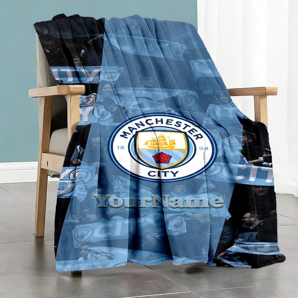 Manchester City Personalized Name Blanket Lightweight Personalized Blanket Ultra-Soft Great for Livingroom Bed Couch Seaside for All Occasions