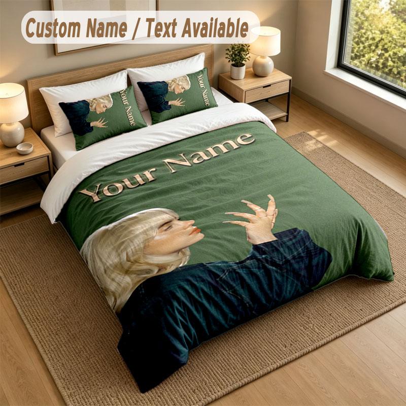 Bedding Set 1 Duvet Cover 2 Pillowcases Billie Eilish Print Soft Bed Linen Bedroom Decor