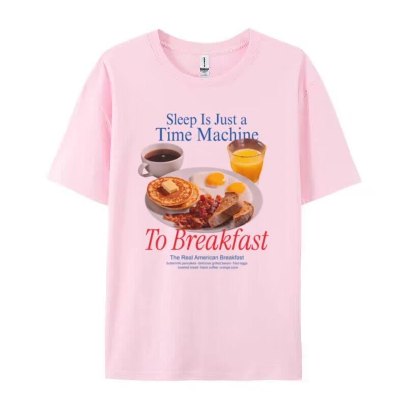 Women Oversized Breakfast Y2k Streetwear Graphic Tees Funny Meme T Shirt Cute Food Lover Shirt Unisex Grunge Aesthetic Clothes
