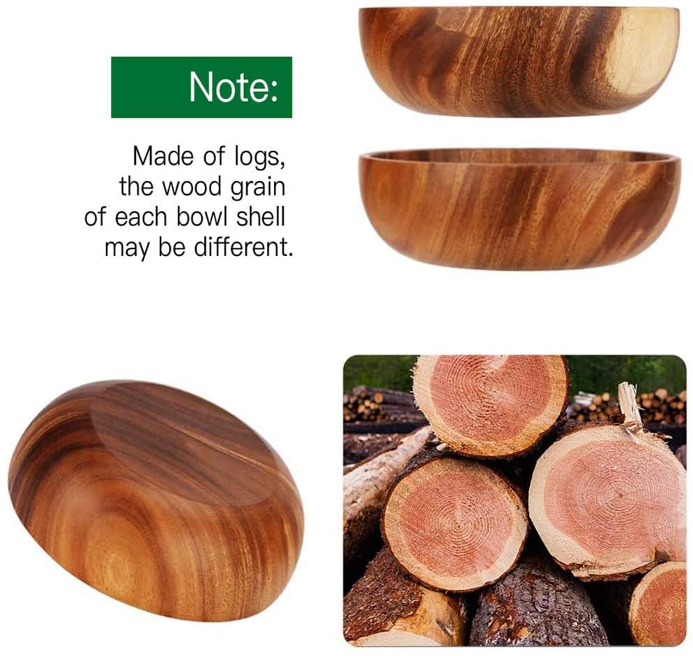 Akazienholz Schale Massivholz Salat Schale Servierset Mit Servierlöffeln Fabrikpreis für Obst Salate Dekoration Holz Schale
