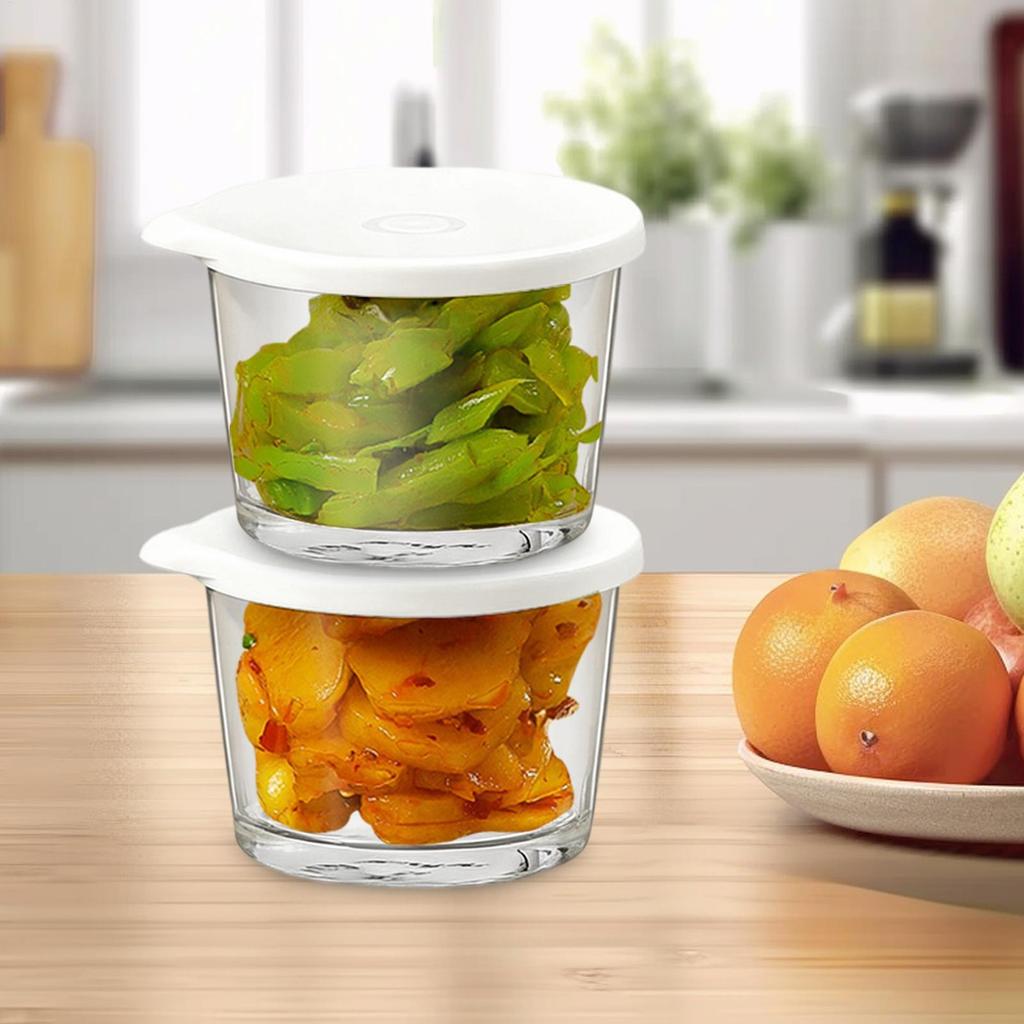 Glasschüssel mit Deckel 4 Stück Wiederverwendbare Lebensmittelgläser Glas Rührschüsseln zur Aufbewahrung für Meal Prep Snack Über Nacht Backen Kochen Vorratskammer