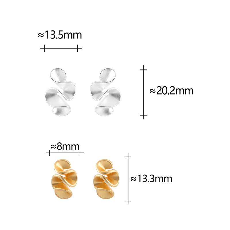 Real 925 Silver 18K Gold Twisted Flower Stud Earring for Women Minimalist Personality Fine Jewelry Trendy Accessory