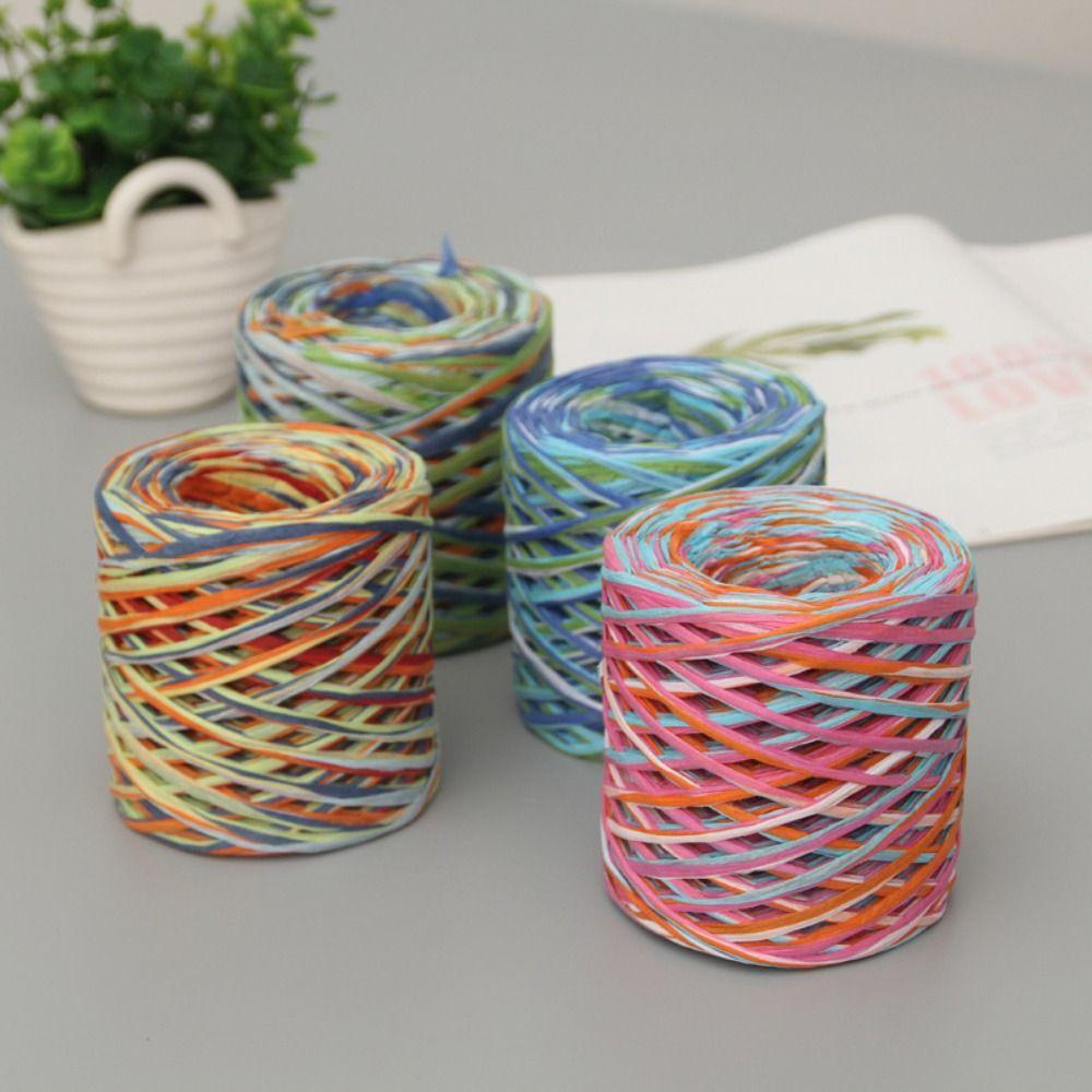 200m/Roll Raffia Woven Yarn DIY Handmade Crochet Yarn Raffia Paper Rope Baking Packaging