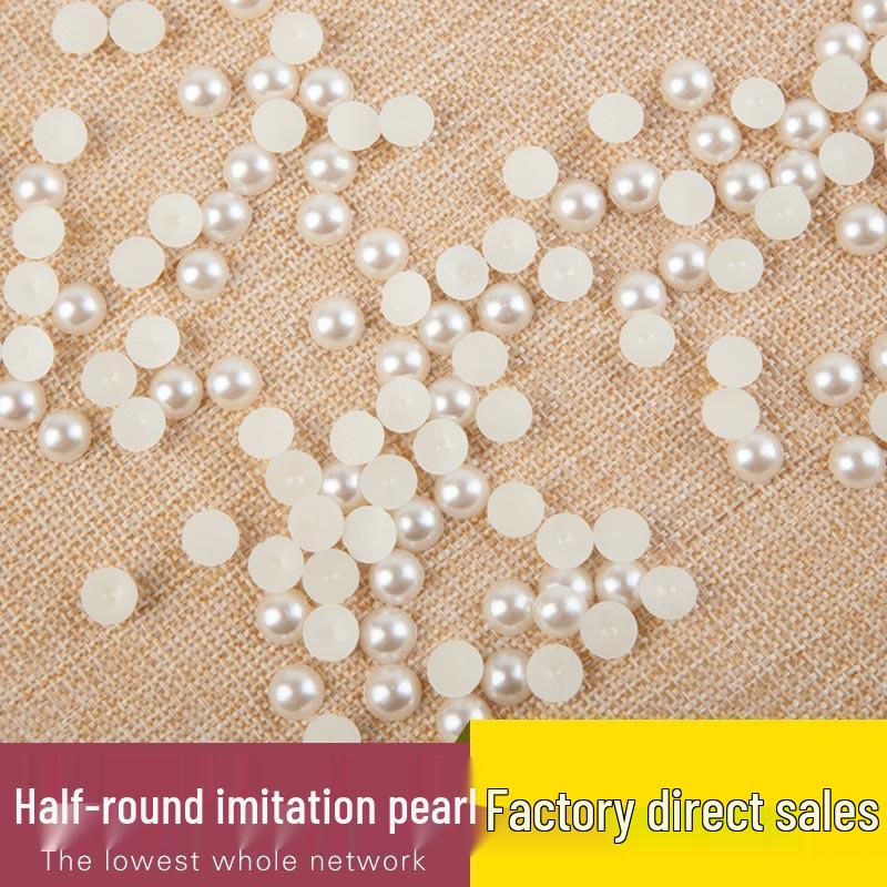 6mm Cream White Flat-Back Half-Round Faux Pearls for DIY Jewelry, 1 Bag 6mm, One Bag, One Jin