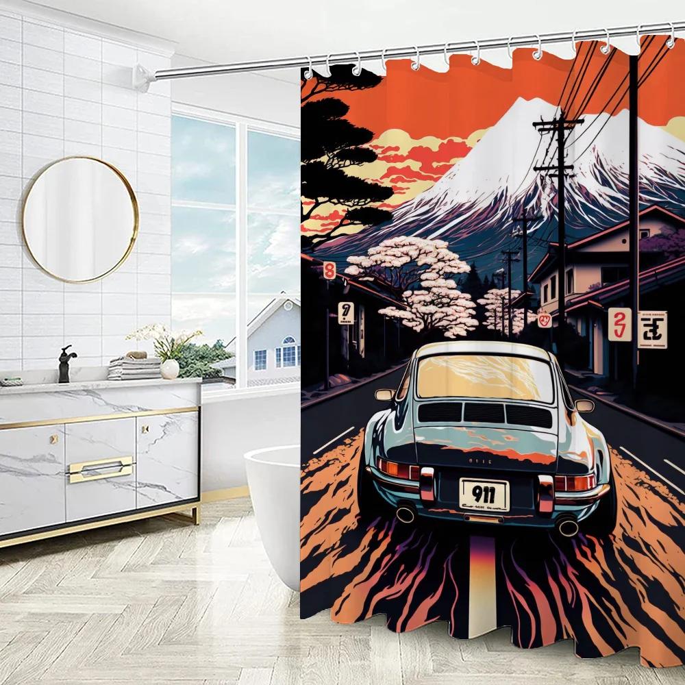 Versatile Style Shower Curtain With Hooks Easy Hang Waterproof Washable For Home Hotel Apartment Bathtub Decor
